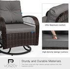 3 Pieces Patio Furniture Set, Outdoor Swivel Glider Rocker, Wicker Patio Bistro - Image 5