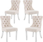 KCC Velvet Dining Chairs Set of 4, Upholstered High-end Tufted Dining Room Chair by KCC