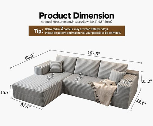 107.5" Cloud Modular Sectional Sofa Couch - Image 2