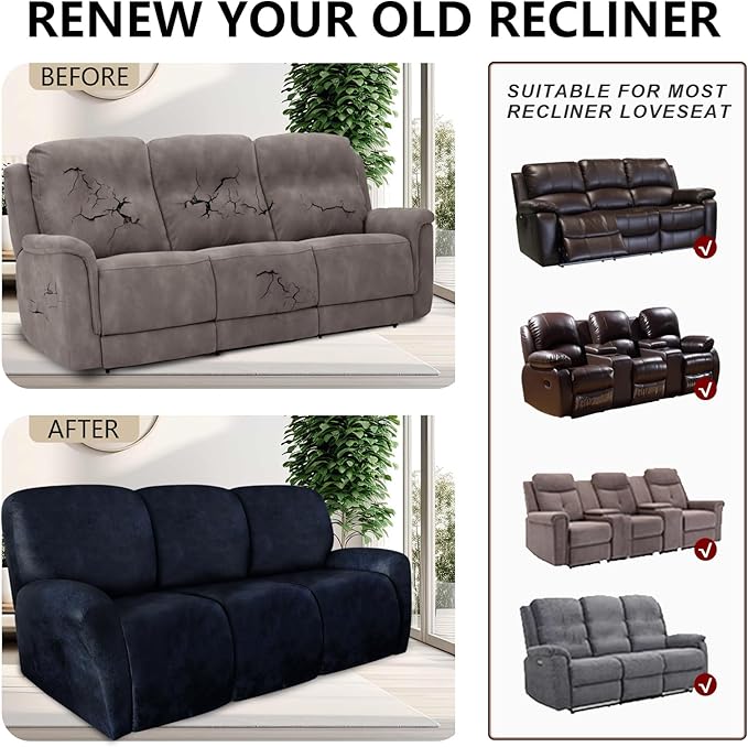 ANARACHON Recliner Couch Cover Leather Look Recliner Sofa Covers - Image 6