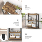 EXCEFUR Small Bookshelf, 3 Tier Short Low Book Shelf, Modern Metal and Wood - Image 4