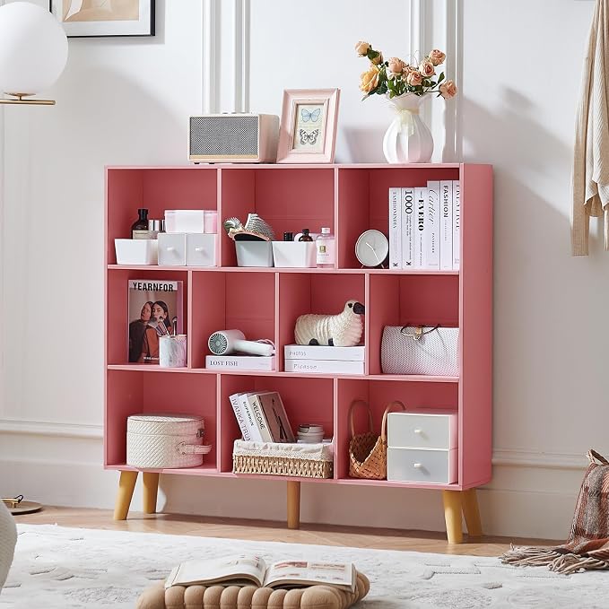LEYAOYAO 10 Cube Bookshelf, 3 Tier Modern Wide Bookcase - Image 9