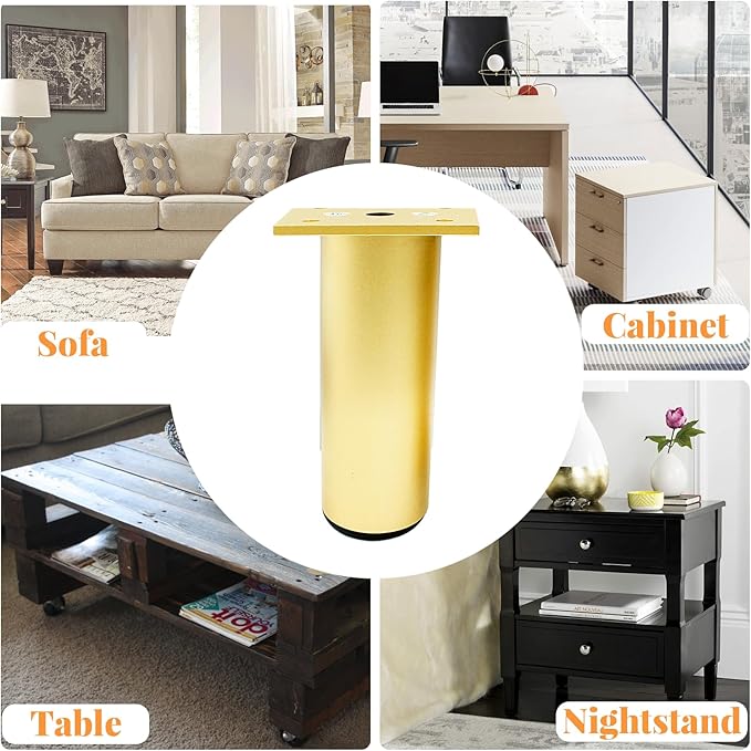 Set of 4 Aluminum Alloy Furniture Legs 4.7 Inch Height, 1.5 Inch Diameter - Image 5
