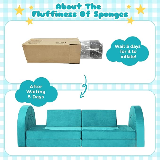Modular Kids Play Couch for Toddlers 1-3, Toddler Couches That Fold Out - Image 8