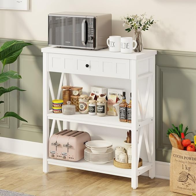 FATORRI Small Bookcase with Drawer, Wood and Metal Bookshelf - Image 6