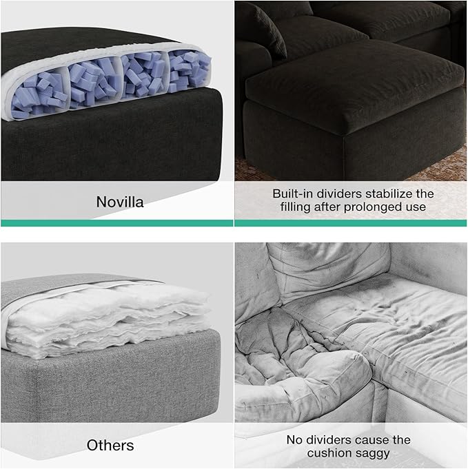 Novilla 133.8" Modular Cloud Couch, Modern Sectional Sofa - Image 11