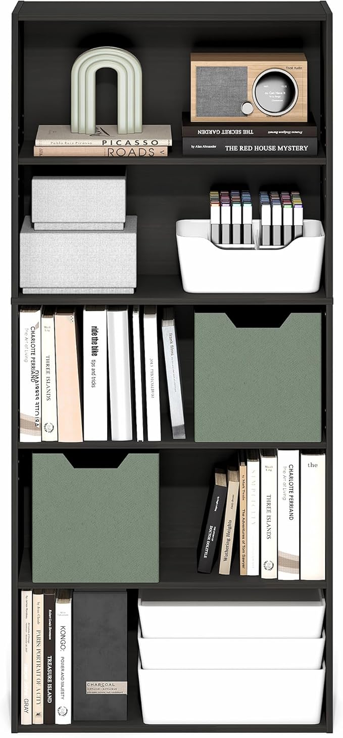 Furinno Jaya Book Shelf, 5-Tier Bookshelf, 52 Inch Tall Standing Bookcase - Image 4