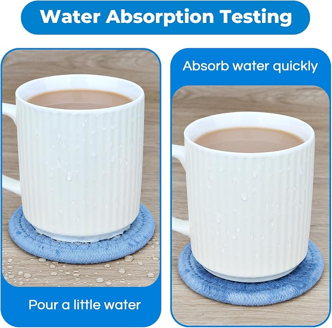 Blue Coaster, Drink Coasters, 8 PackCup Coasters, Kitchen Table Decor, Table - Image 4
