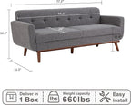 Kingfun 77.2" W Loveseat Sofa, Mid Century Modern Decor Love Seat Couches - Image 2