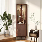 JOINICE 70" Tall Corner Bar Cabinet, Mid-Century Modern Fluted Storage Cabinet - Image 6