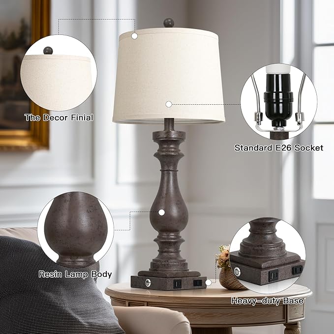 Cinkeda 29" Tall Farmhouse Table Lamp - Image 7