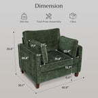 Luxury Oversized Accent Chair, 40.9" Upholstered Comfy Piping Single Armchairs - Image 2