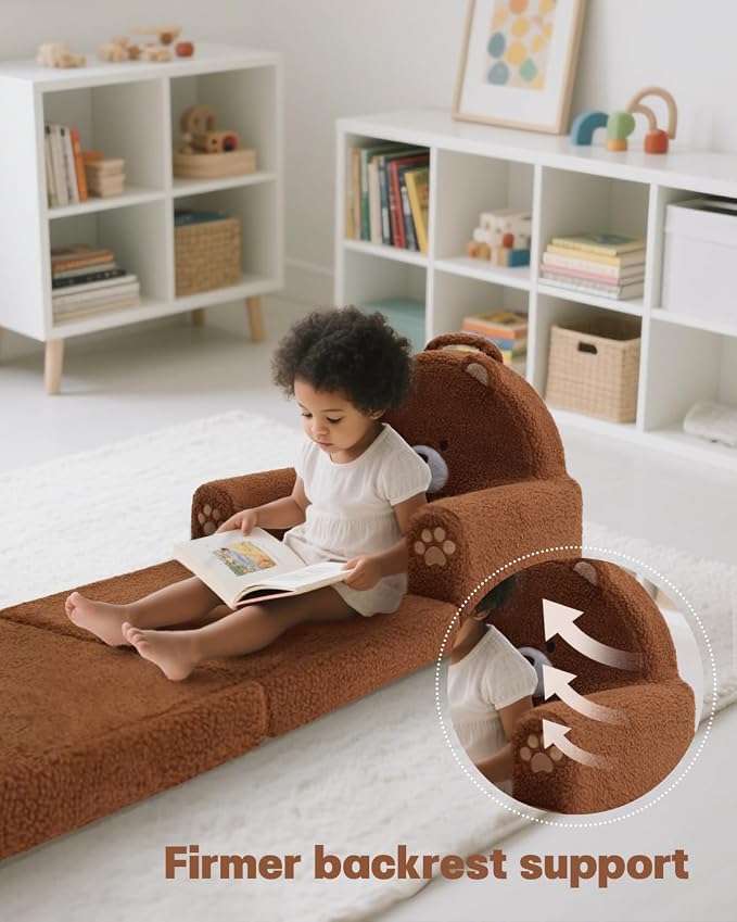 MOONBEEKI 2-in-1 Foldable Toddler Couch, Soft Sherpa Fabric - Image 7