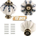 Ivory Pumpkin Knobs 12 Pack Ceramic Cabinet Knobs Vintage Drawer Pulls - Image 2