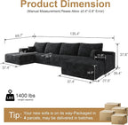 136" Sectional Couches for Living Room Cloud Couch Sofa - Image 2