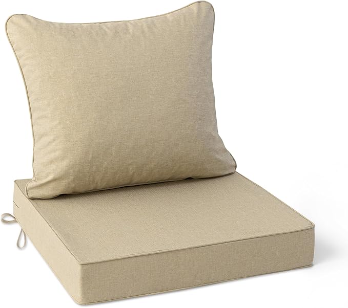 Summsun Outdoor Chair Cushions 19 x 19 Inch, Faux Linen Patio Furniture Cushions by SUMMSUN