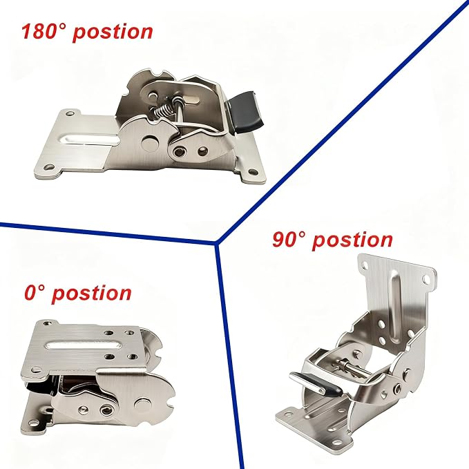4 Pack Folding Brackets 0°-90°-180°, Heavy-Duty Self-Lock Hinge - Image 4