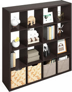 Furinno Simple Cube Storage Organizer, 16-Cube Display Shelf, Open Back by Furinno-FitsYourSpaceFitsYourBudget