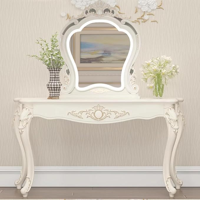 Victorian Style White Console Table, Vintage Entryway Foyer Narrow Sofa Table - Image 2