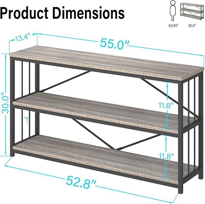 LVB Farmhouse Industrial Console Table, Wood Metal Foyer Entryway Sofa Tables - Image 2