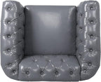 LEVNARY Leather Upholstered Armchair, Mid-Century Modern Single Sofa Chair - Image 3
