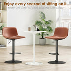 Adjustable Bar Stools Set of 2, Mid Century Modern Swivel Bar Stools, - Image 3