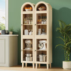 71" Tall Arched Cabinet with Acrylic Door, Modern Curio Arched Bookcase with - Image 6