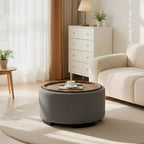 29.5 Inch Round Storage Ottoman Coffee Table, Modern Circle Coffee Table - Image 4