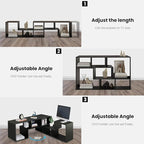 Recaceik Cube Bookshelf 2 Shelf Bookcase L-Shaped TV Console Stand Modern - Image 5