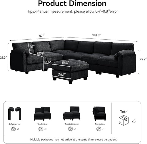 114'' V-Shaped Sectional Cloud Couch - Image 2