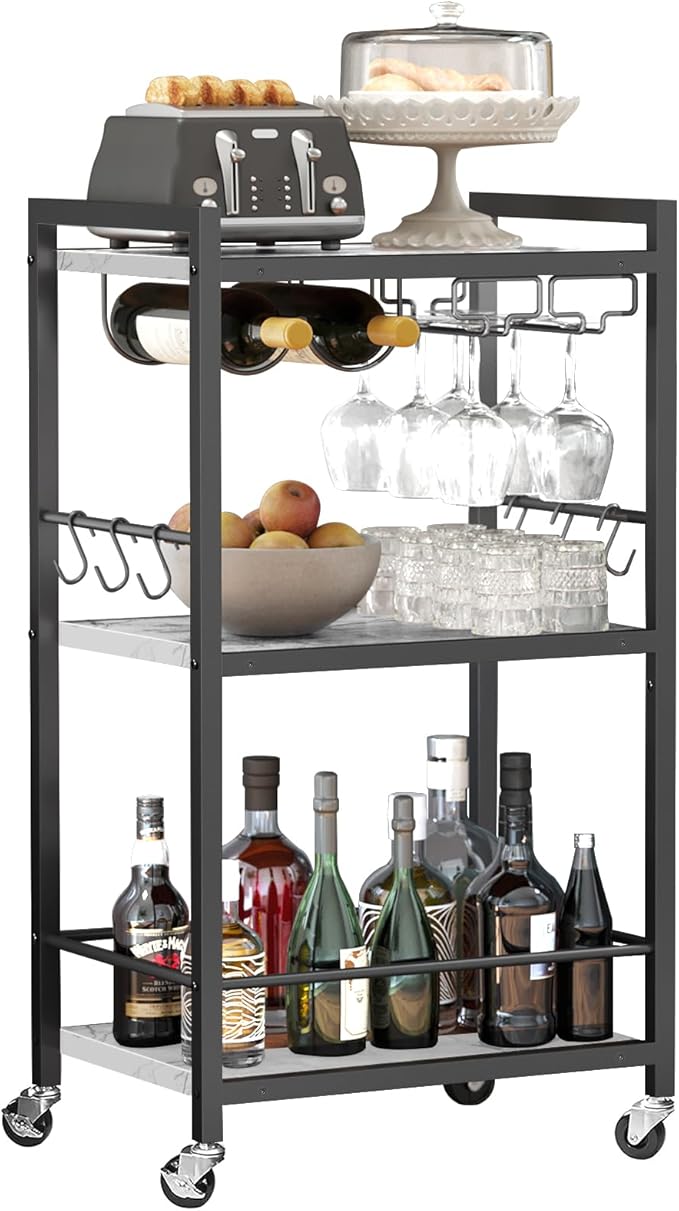 TUTOTAK Bar Cart, Home Bar Serving Cart, Microwave Cart, Drink Cart, Mobile by ChoosetutotakFurnitureBuildYourCozyHome