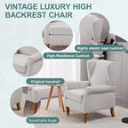Mid-Century High Wingback Chair Set of 3, Modern Fabric Accent Chair Armchair - Image 6