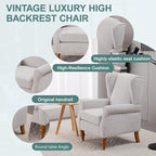 Coffee Table & Armchair Set, High-Back Wingback Chair - Image 4