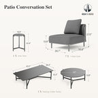 HERA'S HOUSE Metal Patio Furniture Set, Modular 7 Seats, 1 Nesting Coffee - Image 9