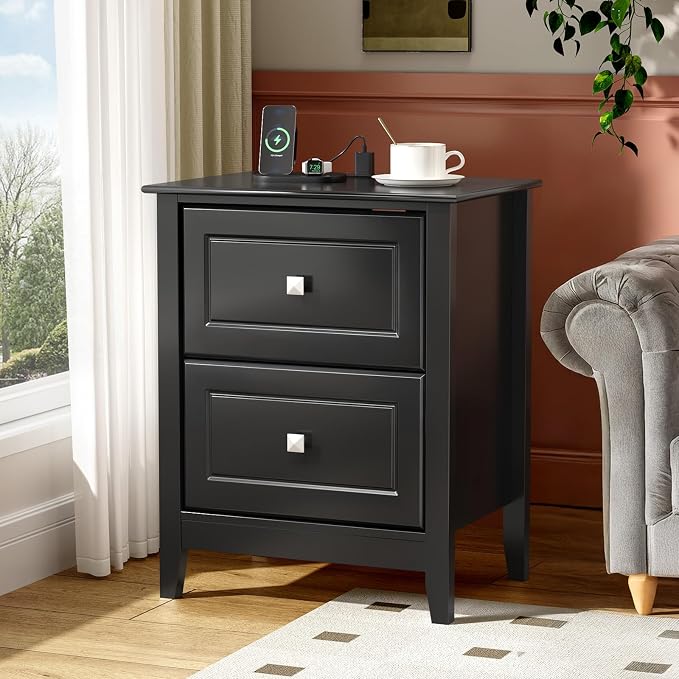 VINGLI 18.9" W Black Nightstand Set of 2 - Image 7