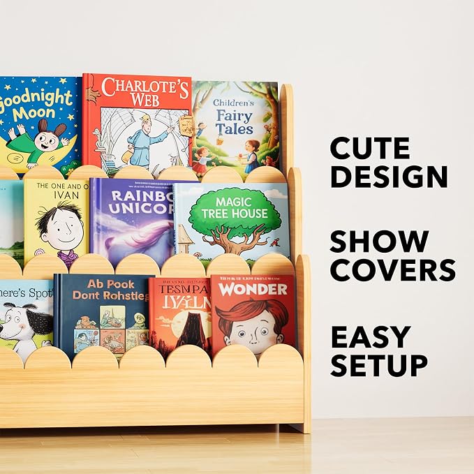 SpaceAid 3-Tier Scalloped Bookshelf, Montessori Bookcase - Image 7