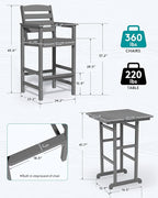 SERWALL Balcony Adirondack Chairs and Table 3 Pieces Set, Adirondack Bar Height - Image 3