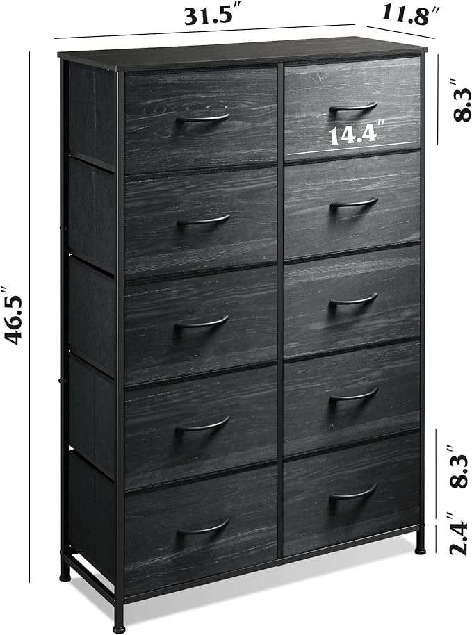 WLIVE Tall Dresser with 10 Drawers, Dressers & Chest of Drawers, Dresser - Image 3