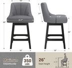 YaFiti Swivel Bar Stools Set of 4, 26 Inch Counter Height Bar Stools - Image 3