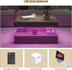 HedoAjim LED Coffee Table for Living Room, Living Room Table 2-Tier Square - Image 5