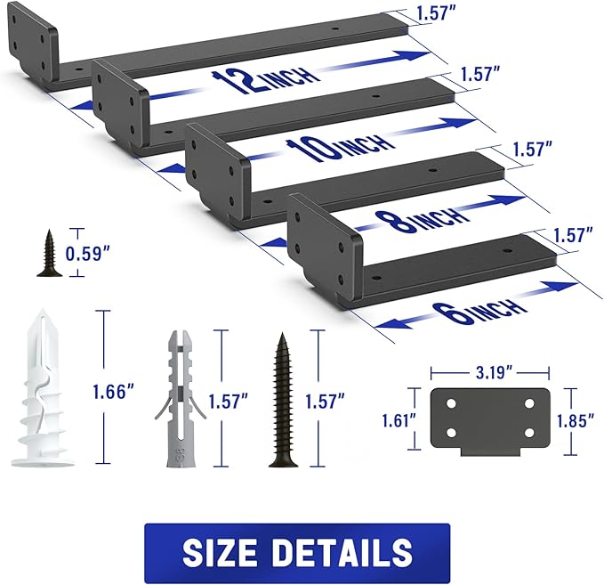 Goovilla Shelf Bracket, Heavy Duty Floating Shelf Brackets 10 inch Long - Image 4