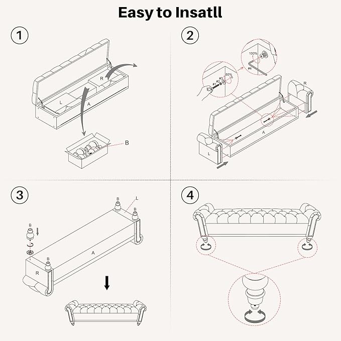 SOFTHION Storage Bench for Bedroom, Upholstered Linen Storage Ottoman - Image 7