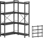 Huuger 4 Tier Bookshelf, L Shaped Corner Bookshelf by Huuger