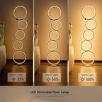 NUÜR Modern 5-Ring LED Floor Lamp, 43.3" Artistic Nesting Circle Standing Lamp - Image 5
