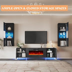 AMERLIFE Modern 3-Piece Wall Unit Entertainment Center Set - Image 6