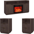 3-Piece Fluted Living Room Set Includes 2 Fluted Night Stand by PATIOCHIC