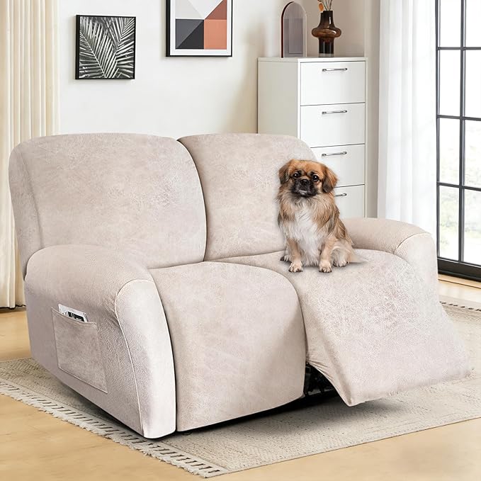 ANARACHON Loveseat Recliner Cover Leather Look Recliner Loveseat Covers - Image 2