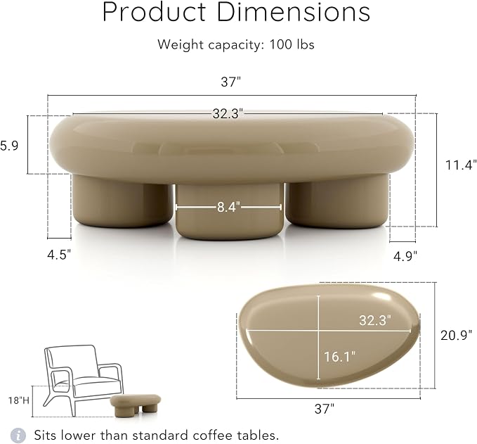 24/7 Shop at Home Kavren Modern 37-inch Oval Glossy Low Profile Coffee Table - Image 2