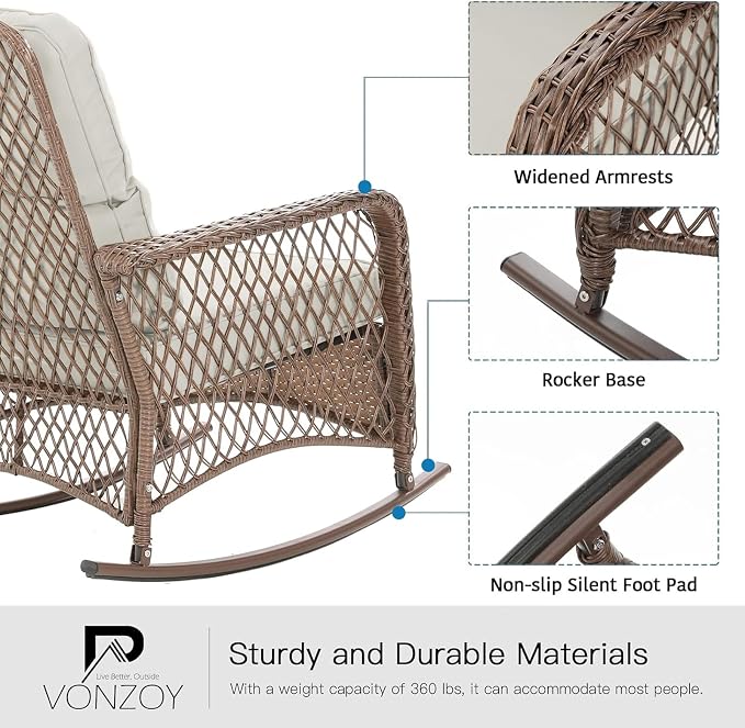 Patio Furniture Set 3 Pieces, Rocking Bistro Set - Image 4