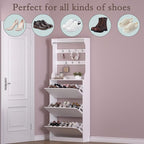 BORNOON Shoe Cabinet with 3 Flip Drawers & Coat Rack, Narrow Hidden Shoe - Image 4